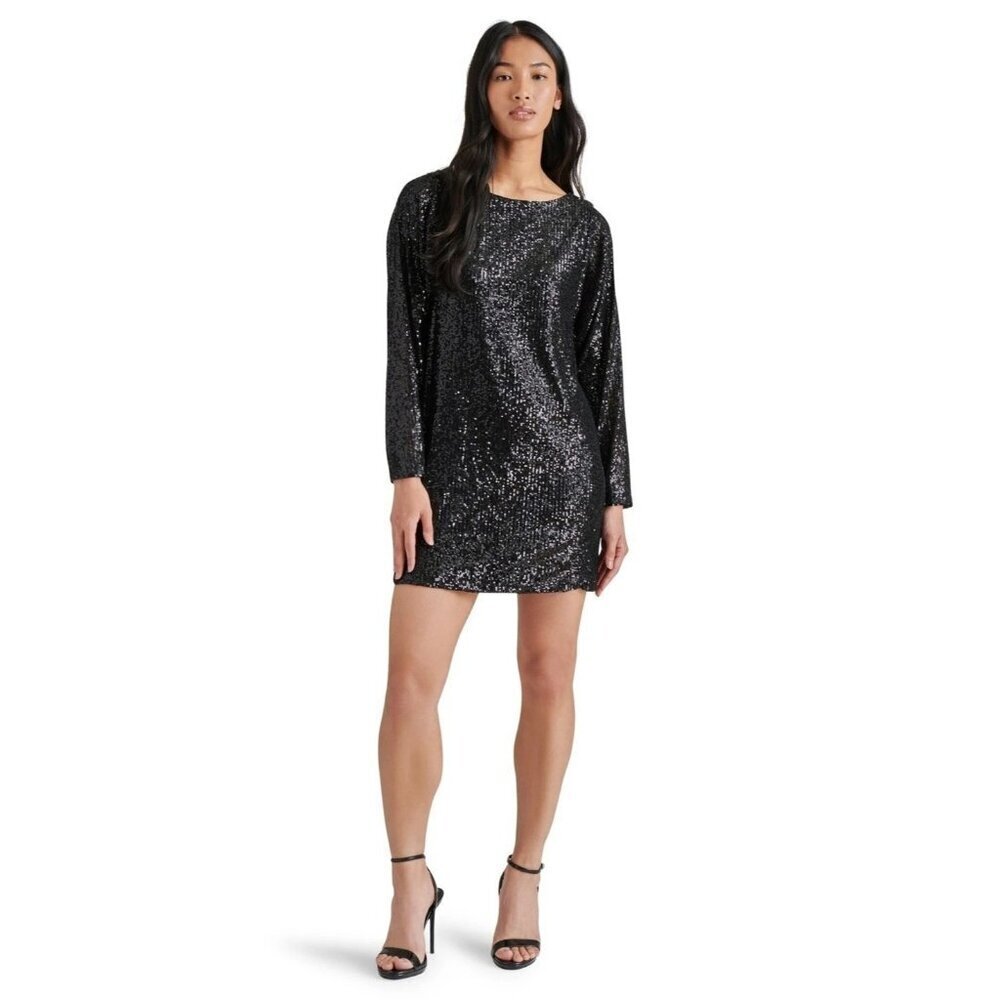 Steve Madden Women's M Sequin Long Sleeve Mini Shirt Dress N0148